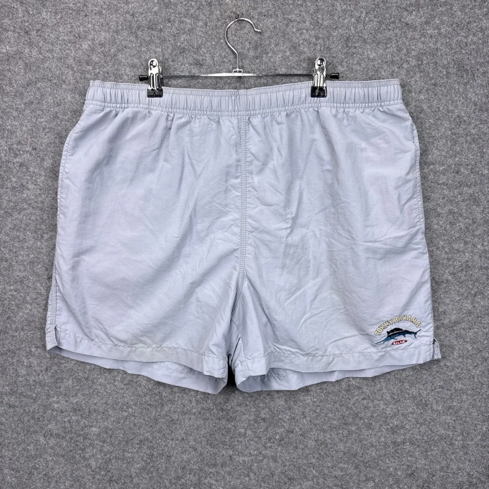 Tommy Bahama Relax Mens Swim Trunks Light Blue Gray Mesh Lined Marlin Logo L‎